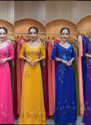  ÁO DÀI DẠ HỘI CAM SỮA - DH1041