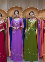  ÁO DÀI DẠ HỘI CAM SỮA - DH1041