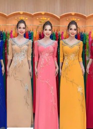  ÁO DÀI DẠ HỘI HỒNG DÂU - DH1030