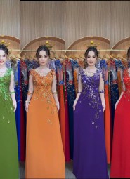  ÁO DÀI DẠ HỘI ĐỎ MẬN - DH014B