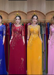  ÁO DÀI DẠ HỘI XANH COBAN - DH153B