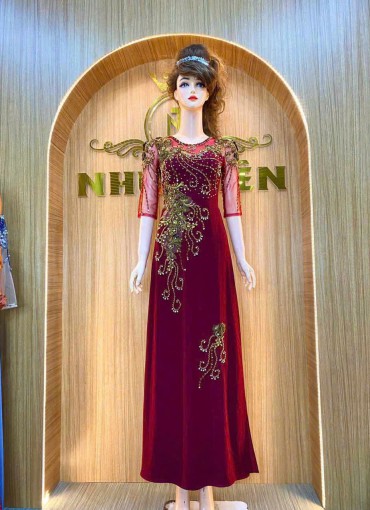 ÁO DÀI DẠ HỘI ĐỎ MẬN - DH1062