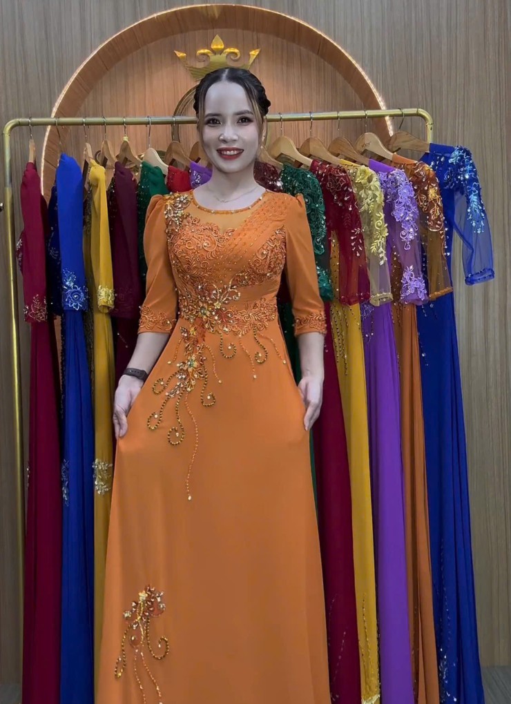  ÁO DÀI DẠ HỘI CAM NGHỆ - DH1054 