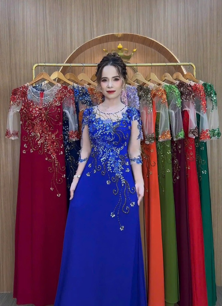  ÁO DÀI DẠ HỘI XANH COBAN - DH014B 