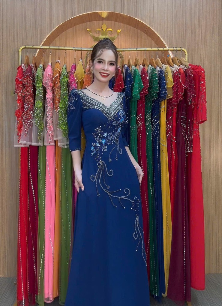  ÁO DÀI DẠ HỘI XANH ĐEN - DH1030 