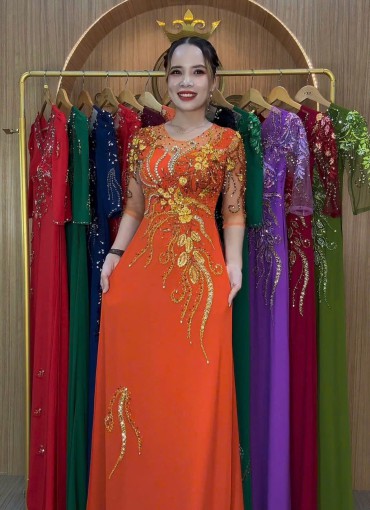  ÁO DÀI DẠ HỘI CAM MỸ - DH1059