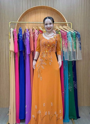  ÁO DÀI DẠ HỘI CAM NGHỆ -  DH1041