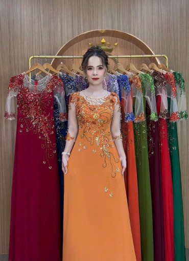  ÁO DÀI DẠ HỘI CAM NGHỆ - DH014B