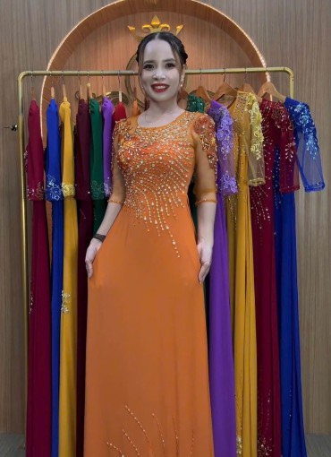  ÁO DÀI DẠ HỘI CAM NGHỆ - DH1057