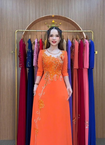 ÁO DÀI DẠ HỘI CAM TƯƠI -DH1067