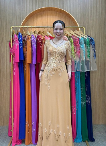  ÁO DÀI DẠ HỘI DA SẬM - DH1041