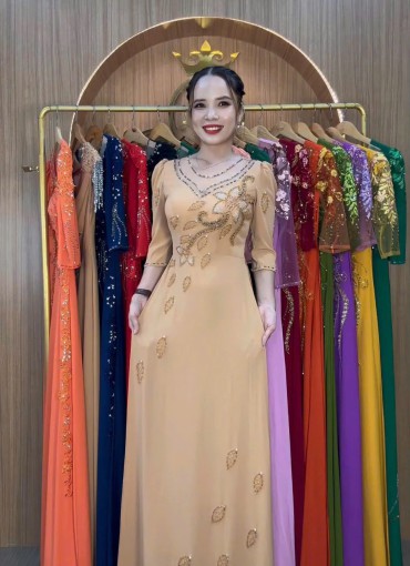  ÁO DÀI DẠ HỘI DA SẬM - DH1060