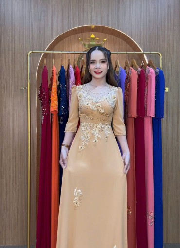  ÁO DÀI DẠ HỘI DA SẬM - DH1068