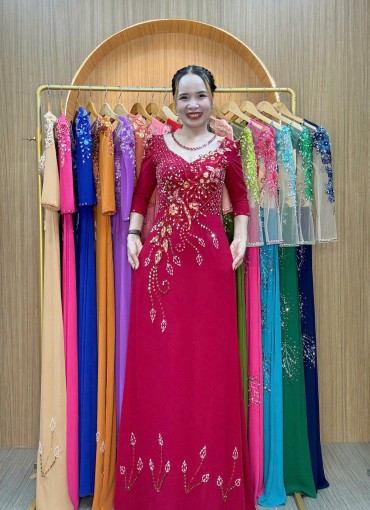  ÁO DÀI DẠ HỘI ĐỎ ĐÔ - DH1041