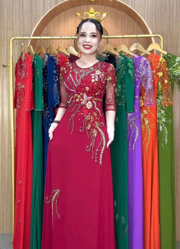  ÁO DÀI DẠ HỘI ĐỎ ĐÔ - DH1059