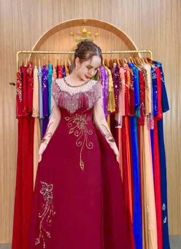  ÁO DÀI DẠ HỘI ĐỎ ĐÔ - DH1065