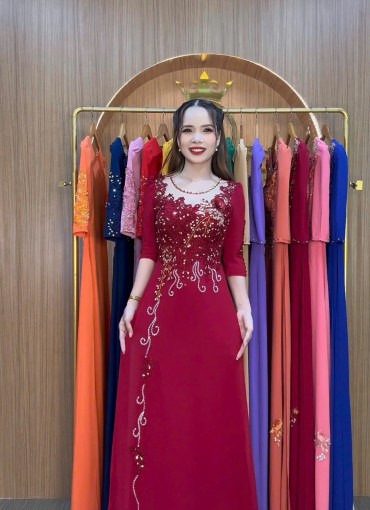  ÁO DÀI DẠ HỘI ĐỎ ĐÔ - DH1067