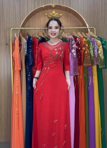  ÁO DÀI DẠ HỘI ĐỎ TƯƠI- DH1060