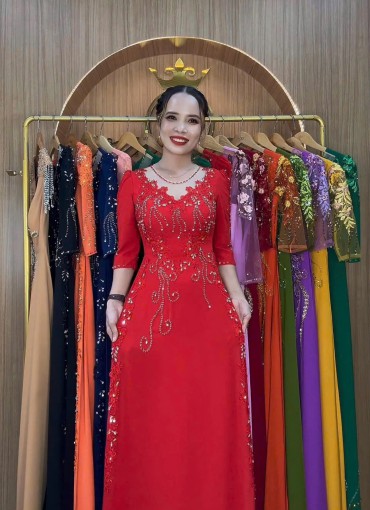  ÁO DÀI DẠ HỘI ĐỎ TƯƠI - DH1061