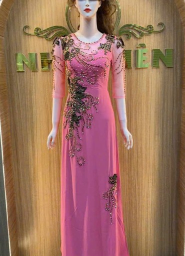  ÁO DÀI DẠ HỘI HỒNG DÂU - DH1062