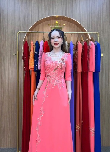  ÁO DÀI DẠ HỘI HỒNG DÂU - DH1067