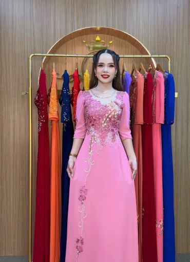  ÁO DÀI DẠ HỘI HỒNG RUỐC - DH1067