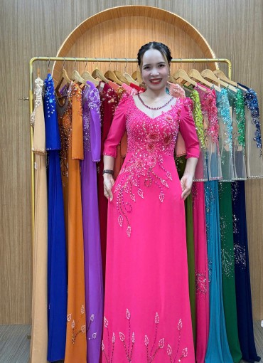  ÁO DÀI DẠ HỘI HỒNG SEN - DH1041