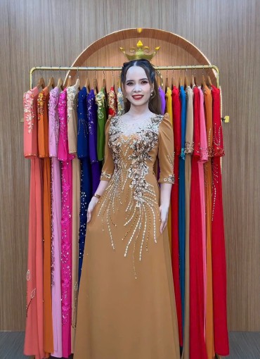  ÁO DÀI DẠ HỘI NÂU TÂY - DH1066