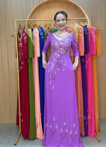  ÁO DÀI DẠ HỘI TÍM CÀ - DH1041