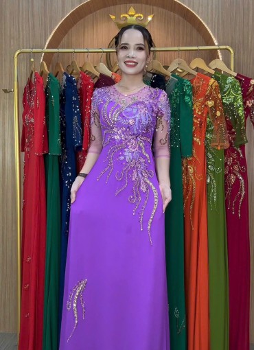  ÁO DÀI DẠ HỘI TÍM CÀ - DH1059