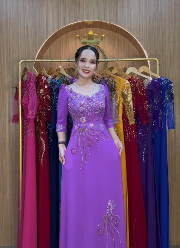  ÁO DÀI DẠ HỘI TÍM CÀ - DH1063