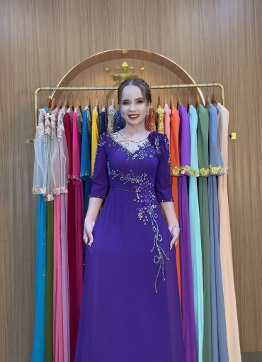  ÁO DÀI DẠ HỘI TÍM HUẾ - DH1070