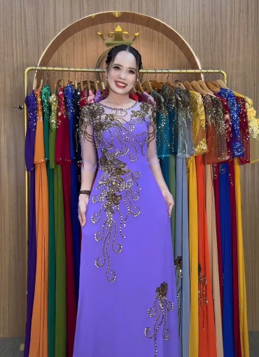  ÁO DÀI DẠ HỘI TÍM MÔN - DH1062