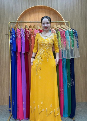  ÁO DÀI DẠ HỘI VÀNG ĐỒNG -  DH1041