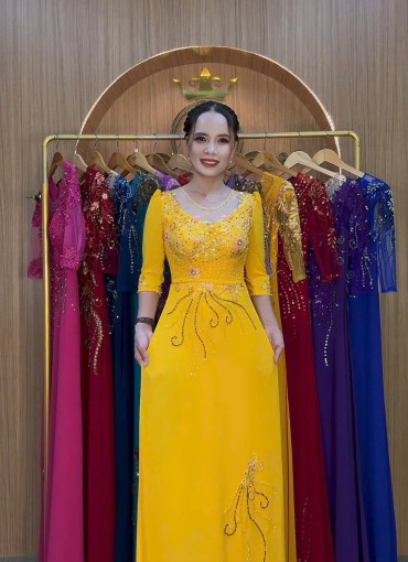  ÁO DÀI DẠ HỘI VÀNG ĐỒNG -  DH1063