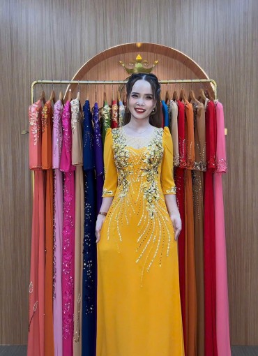  ÁO DÀI DẠ HỘI VÀNG ĐỒNG -  DH1066
