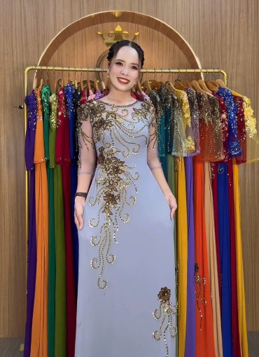  ÁO DÀI DẠ HỘI XÁM - DH1062