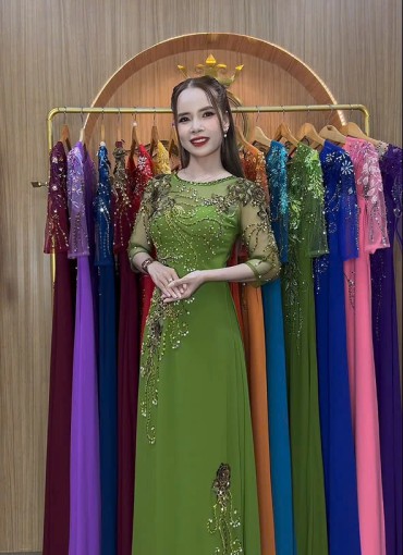  ÁO DÀI DẠ HỘI XANH BƠ - DH1062