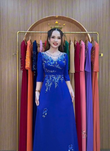  ÁO DÀI DẠ HỘI XANH COBAN - DH1068