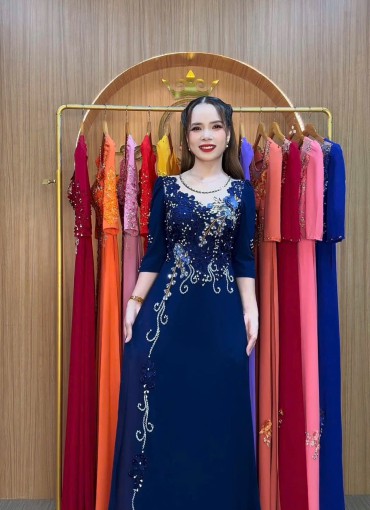  ÁO DÀI DẠ HỘI XANH ĐEN - DH1067