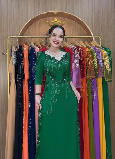  ÁO DÀI DẠ HỘI XANH LÁ - DH1061